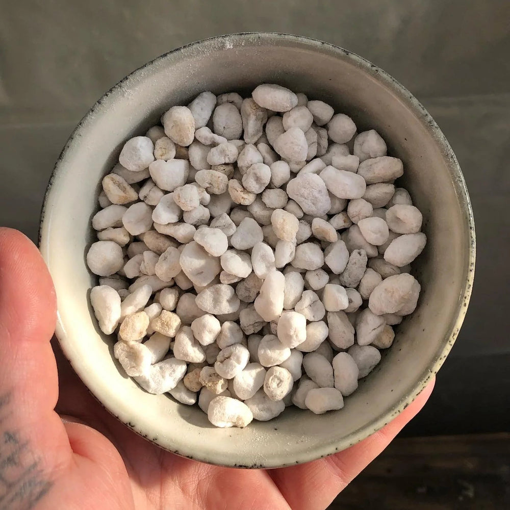 Close-up texture of chunky perlite 8-12mm showing optimal large particle size